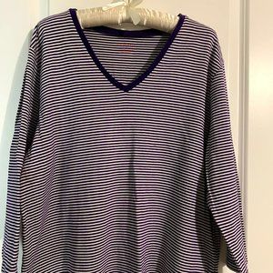 Blue & White Striped Top Liz Claiborne 1X
